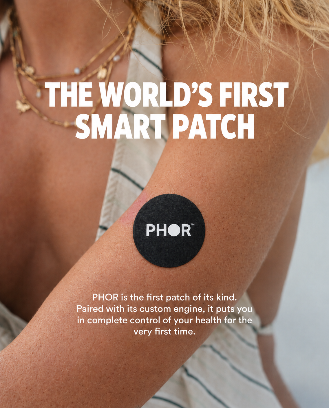 PHOR smart patch worn on the upper arm